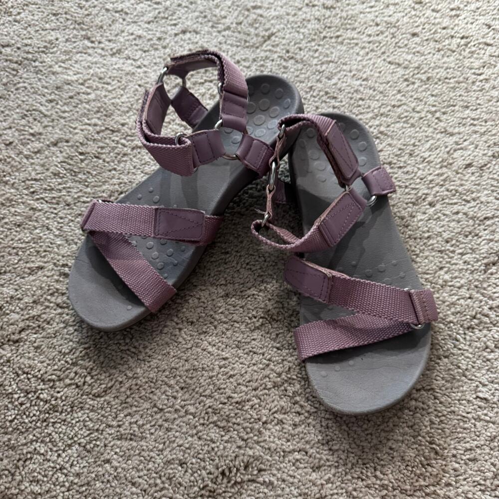 Vionic Candace Rest Mauve Strappy Sandals Adjustable Women's Size 6 Ankle Strap